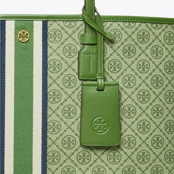 Tory Burch Green Patterned Tote - Picture 2 of 6